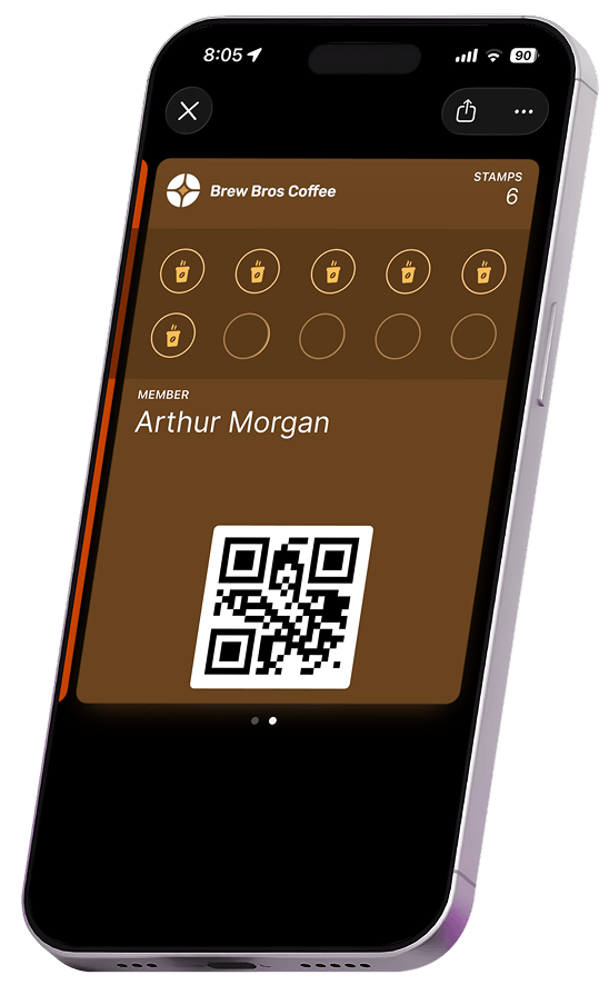 Stamperly loyalty card on iPhone