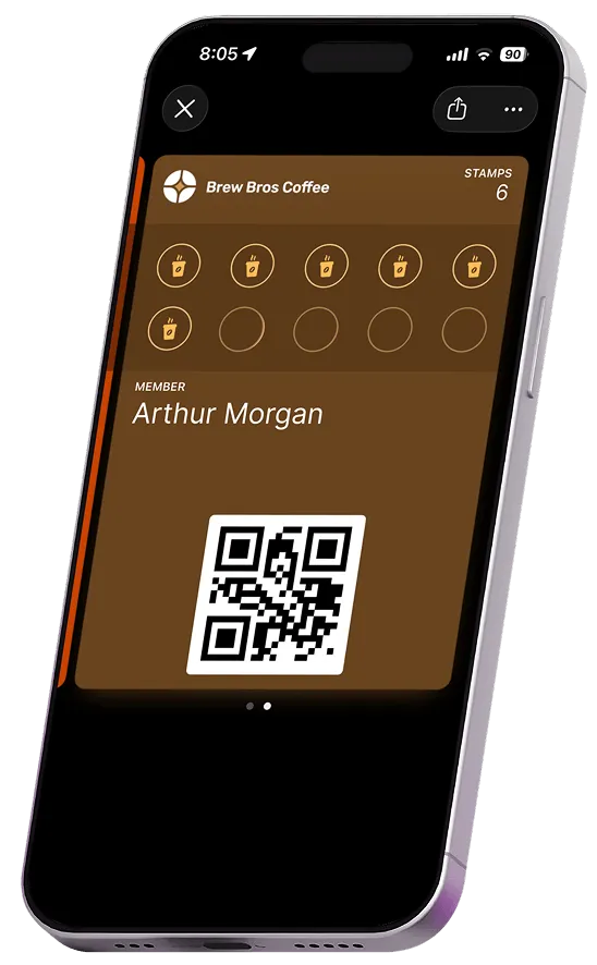 Stamperly loyalty card on iPhone